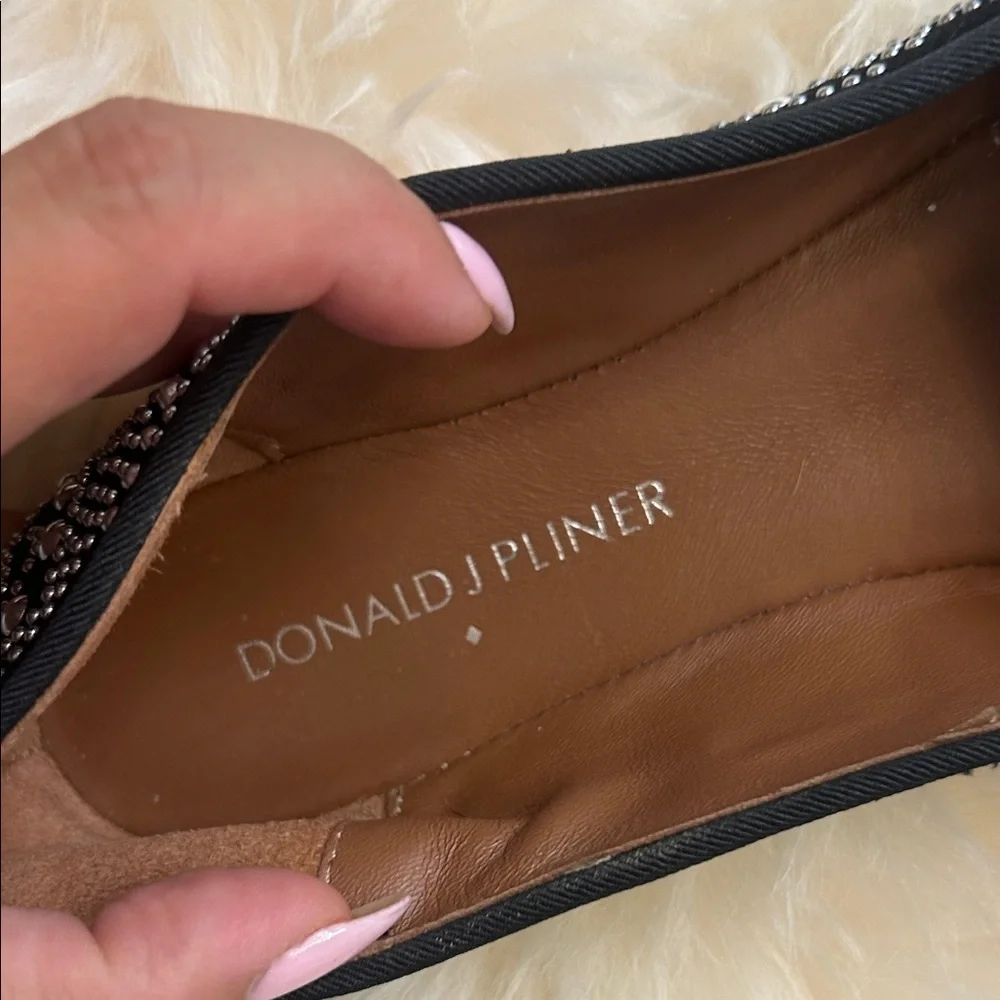 Donald J. Pliner Black and Silver Beaded Loafers